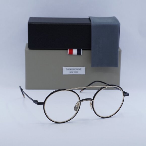 🕶️ New Thom Browne TB108 ABLKGLD50 Eyeglasses - Black/Gold Frame 50mm - Picture 3 of 11